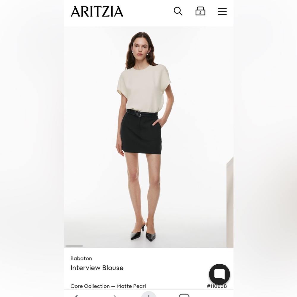 Aritzia Babaton Interview Blouse in Matte Pearl